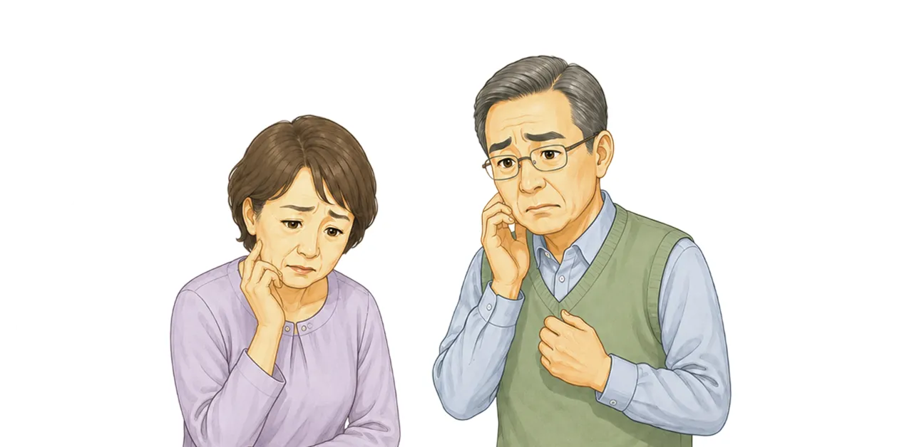 巻き爪に悩むご夫婦のイラスト